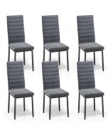 Cadeira de veludo cinza-escuro - conjunto de 6 - a 96 cm