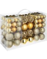 Conjunto de 100 bolas de navidad com cordón incluido, dorado