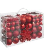 Conjunto de 86 bolas de navidad com cordón incluido, vermelho