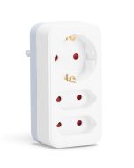 Aigostar adaptador 3 tomadas, 1 schuko + 2 tomadas eu, proteção infantil