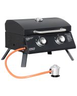 Grelhador a gás de mesa 55x46,5x41 cm aço carbono e aço inoxidável Outsunny