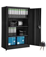 Tectake armário de arquivo 4 prateleiras ajustáveis, 140x90x40 cm, preto