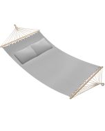 Rede doble, carga 240 kg com 2 almofadas, 230 x 145 cm, cinzento claro