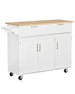 Carrinho de cozinha 121x46x91 cm mdf e madeira de borracha color blanco