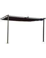 Pérgola de parede em metal com cobertura retrátil – 3 × 4 m – cinzento