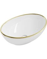 Lavatório de pousar 40,5x33x14 cm, branco/dourado
