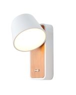 Aplique moderno alumínio branco madeira, foco leitura LED 6w