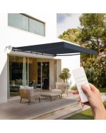 Toldo semi-cassete motorizado fazzio 4x3m cinza - lona premium 320 g/m²