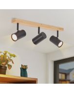 Nettlife plafon reflector de tecto preto 3 chamas gu10 madeira moderna