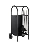 Porta-toras de metal com ferramentas de lareira pretas 35x32x81