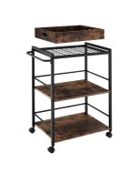 Carrinho para cocina 3 prateleiras e rodas 65x41,5x87 cm madeira oscura