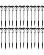 24 candeeiros solares LED multicolor 4.7 x 37 cm prateado