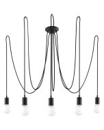 Candelabro edison 5 preto tecido/aço 300x150x300cm