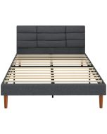 Estrutura de cama 141x207x86 cm linho, madeira de eucalipto color gris