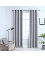 Cortinas blackout c/ argolas em metal 2 pcs 140x175 cm cinzento pt2361