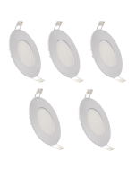 Pack x5 downlight LED embutido 12v, 3w, luz quente 3000k. Moldura branca