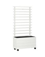 Floreira com treliça 76x30x155 cm madeira de abeto color blanco Outsunny