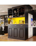 Armário de cozinha com LED em mdf preto 120 x 40 x 180 cm