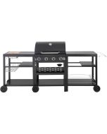 Churrasqueira a gás de cozinha externa - 12 kw - 4 queimadores - preto