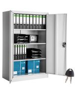 Tectake armário arquivo 4 alturas ajustáveis aço 140x90x40cm cinzento