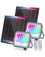 Aigostar focos LED exterior solares rgbw 50w rgb+6500k, 2 unid.