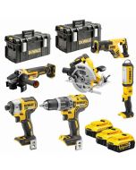 Pacote de 6 ferramentas Dewalt xr li-ion 18v (3x5ah) com caixa tough system