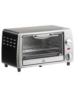 Mini forno elétrico metal, aço inoxidável e vidro temperado color gris