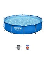 Bestway steel pro 366 x 76 cm piscina tubular acima do solo com filtro