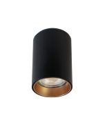 Foco de superfície basic ii cilíndrico preto ip20 1xgu10 wonderlamp