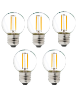 5x lâmpada filamento LED g45 branco 2700k 1w E27 plástico resistente