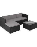 Tectake conjunto 5 peças rattan sintético, aço revestido pó, tampo vidro