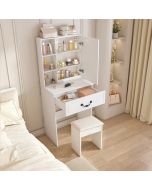 Toucador compacto com espelho luminoso branco 131,5x60x36cm