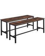 Set de 2 bancos de estilo industrial 108x325x50 cm madeira oscura