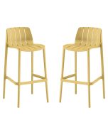 Conjunto de 2 cadeiras altas de jardim empilháveis <<vaena>> - amarelo