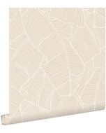 Estahome papel de parede folhas bege 53 cm x 10.05 m