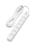 Aigostar régua tomadas, extensão de 6 tomadas, cabo de 5m, branco
