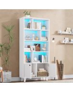 Estante alta com iluminação LED e 2 portas branco 173x80x30cm