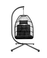 Tectake 1, cadeira suspensa, aço, dobrável, confortável, preto