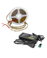 Kit tira LED 12v branco 4200k 600LED 5m ip65, corte 25mm + transformador