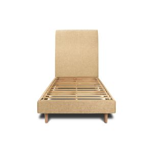 Cama de 90x200 cm com cabeceira estofada - tecido tela fosca - amarelo