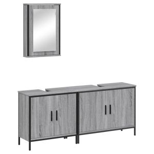 3 pcs conjunto móveis casa de banho madeira proc. Cinza sonoma