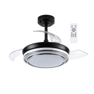 Ventoinha de teto com luz LED 46w e lâminas rebatíveis messina mini preto