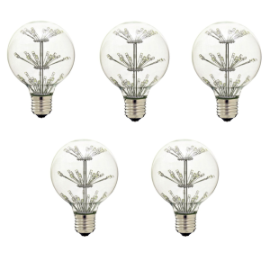 Pack x5 globo bulbo g80 LED árvore elegante 2w E27 branco quente 2300k