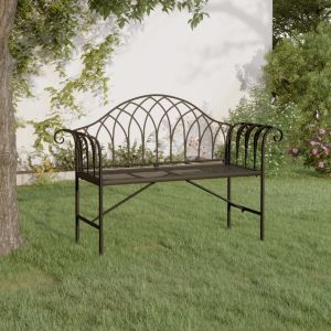 Banco de jardim de 2 lugares 128 cm aço preto pbk582070