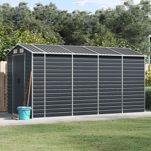 Abrigo de jardim 191x385x198 cm aço galvanizado antracite pt6724