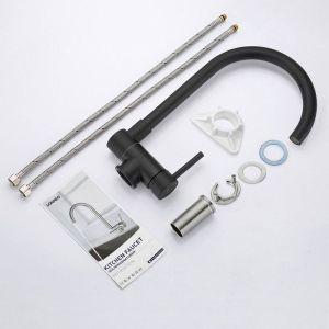 Misturador de cozinha - inox - preto - retrátil - 360° rotativo - aerador r