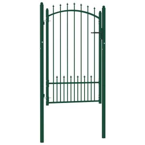 vidaXL puerta de valla con picos acero verde 104x117 cm