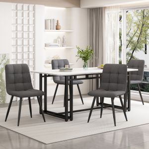 Conjunto de mesa e 4 cadeiras para sala de jantar cinzento 140 x 80 cm