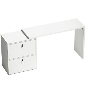 Secretária reversível 163x39x75 cm mdf color blanco Homcom