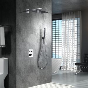 Kit duche termostático embutido cromado em aço e latão 20x30